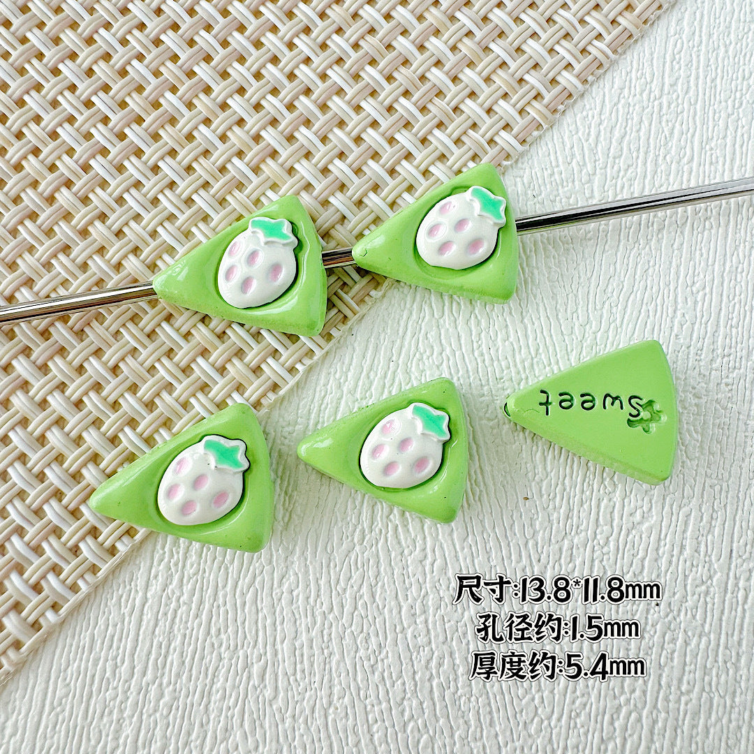 Baking Painted Duck and Strawberry Cake Metal Beads 13/10mm 20pcs 8
