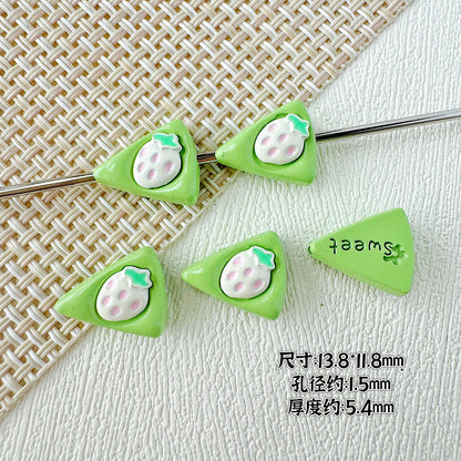 Baking Painted Duck and Strawberry Cake Metal Beads 13/10mm 20pcs 8