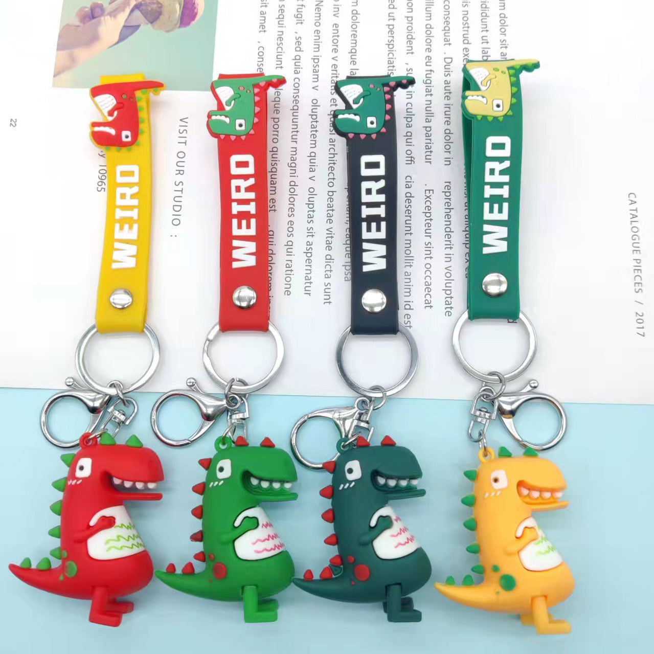 PVC Dinosaur Keychain Colorful Cartoon Dino Design 4