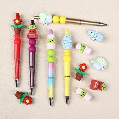 Silicone 3D Focal Beads Cactus Flower Pot 3D Red Flower Pot 20pcs 3