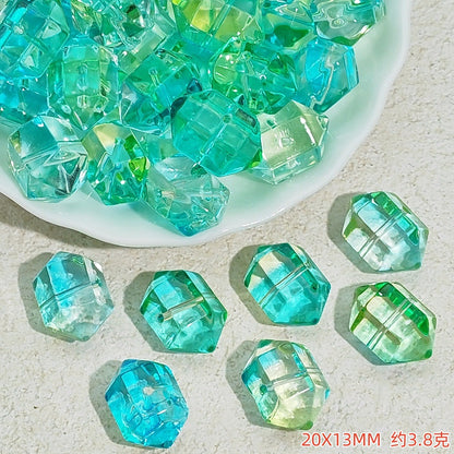 Gradient Faceted Hexagonal Prisms Glass Beads 20mm 25pcs 16