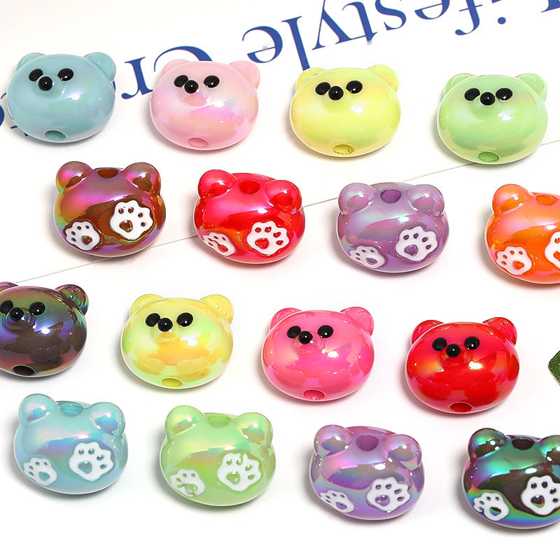 UV Plating Raccoon Acrylic Beads 14mm Solid Color Glossy 50pcs