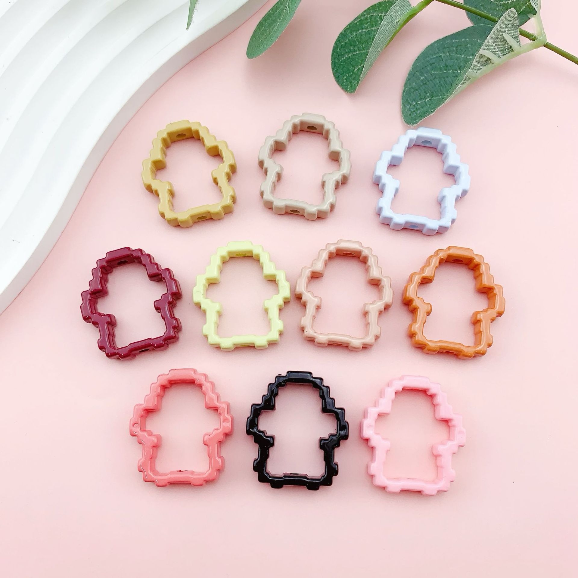 Smiley Gingerbread Man Acrylic Beads 30.5x27.5mm Colorful 10pcs 3