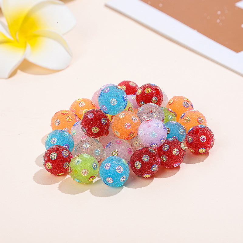 Rhinestone Bubblegum Beads 16-20mm Colorful Resin Sparkle 10pcs 2