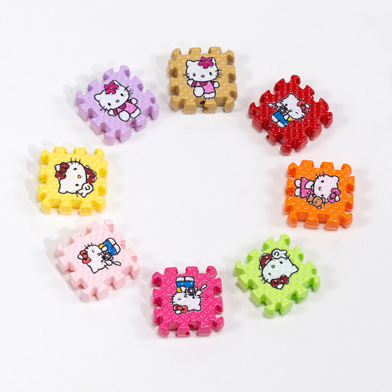 Hello KT Puzzle Acrylic Square Beads 18mm Colorful 10pcs 2