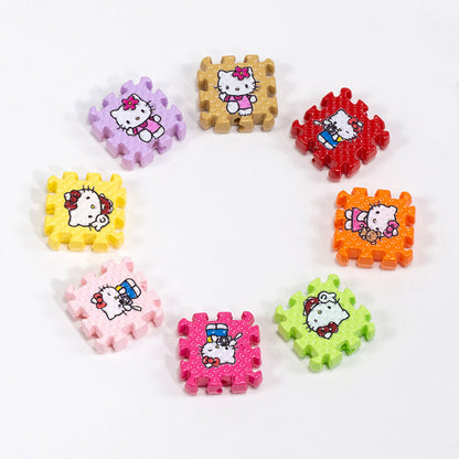 Hello KT Puzzle Acrylic Square Beads 18mm Colorful 10pcs 2