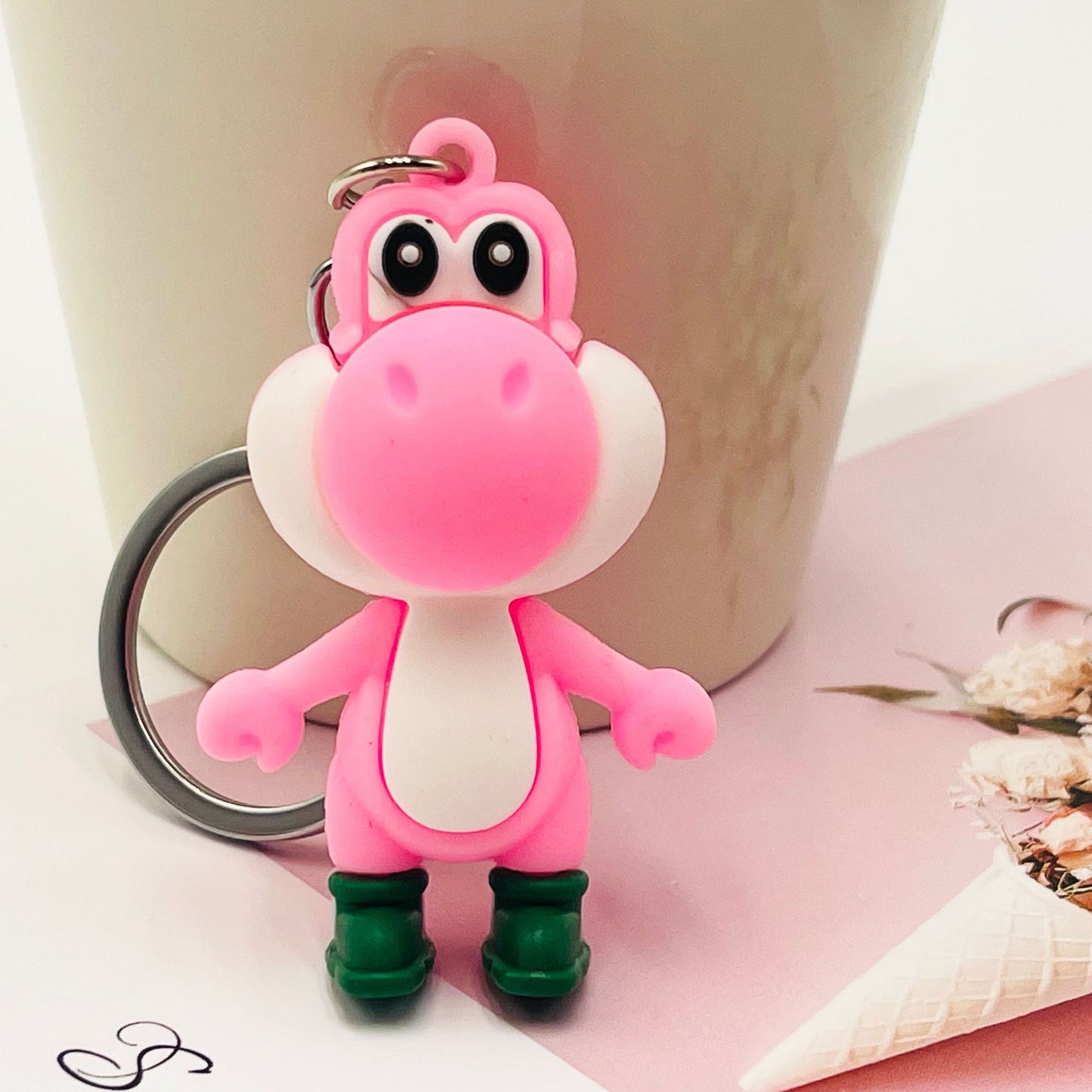 PVC Dinosaur Keychain Cartoon Soft Rubber Cute Toy Charm 7