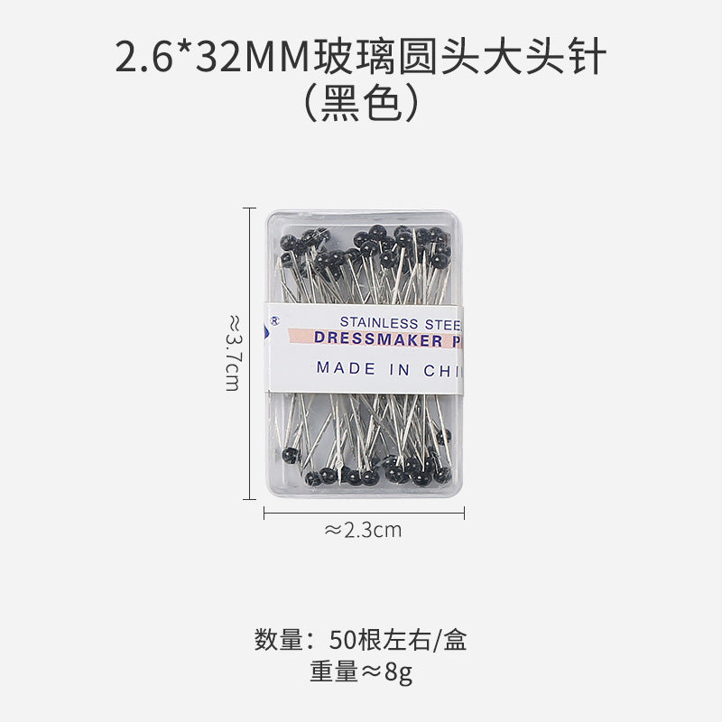 Positioning Sewing Needles Stainless Steel Colorful Glass Heads 6 Boxes 8