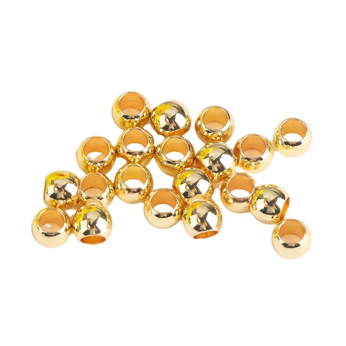 Brass Round Metal Beads 4/5mm Smooth Large Hole 100pcs 4