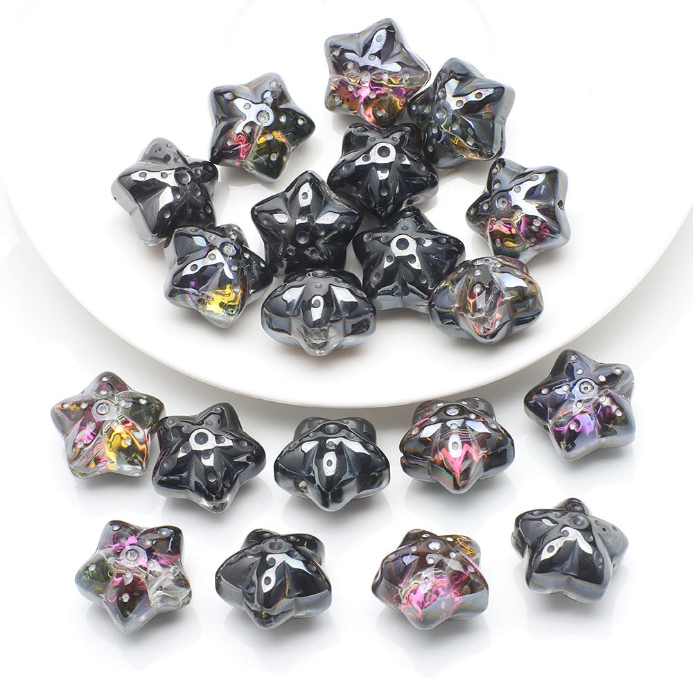 Electroplated Star Glass Beads 18mm Imitation Lunar Pit Texture 10pcs 7