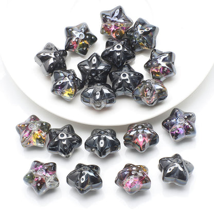 Electroplated Star Glass Beads 18mm Imitation Lunar Pit Texture 10pcs 7