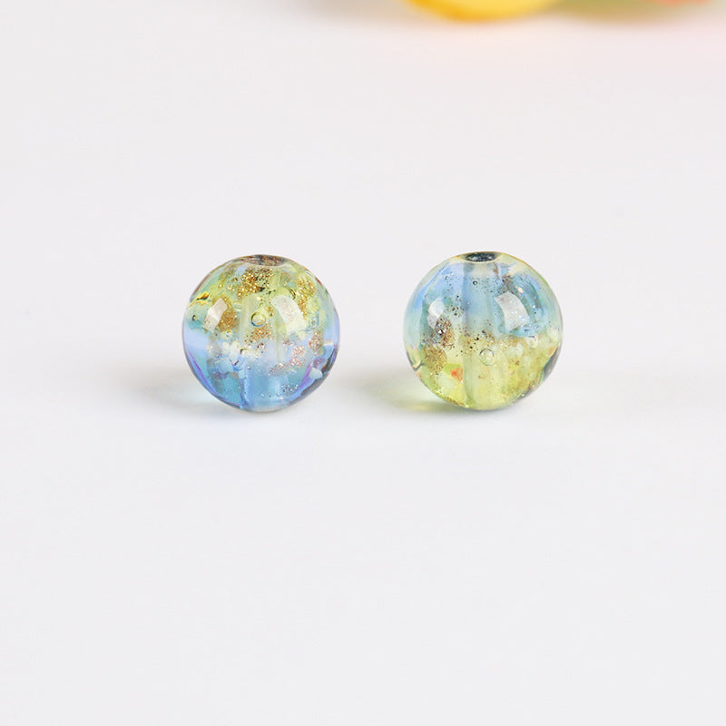 Lampwork Glass Beads Round 12mm Double Color Luminous Foil 5pcs 8