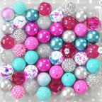 Bubblegum Beads 20mm Rose Red Blue Glitter Pearl Chunky Mix 50pcs