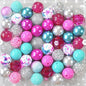 Bubblegum Beads 20mm Rose Red Blue Glitter Pearl Chunky Mix 50pcs