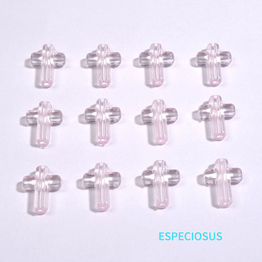 Transparent Cross Acrylic Beads 16mm Colored Glossy 100pcs 7