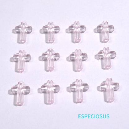 Transparent Cross Acrylic Beads 16mm Colored Glossy 100pcs 7