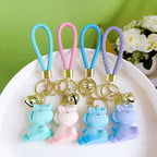 Resin Unicorn Keychain Pastel Snowflake Braided Strap with Bells 3