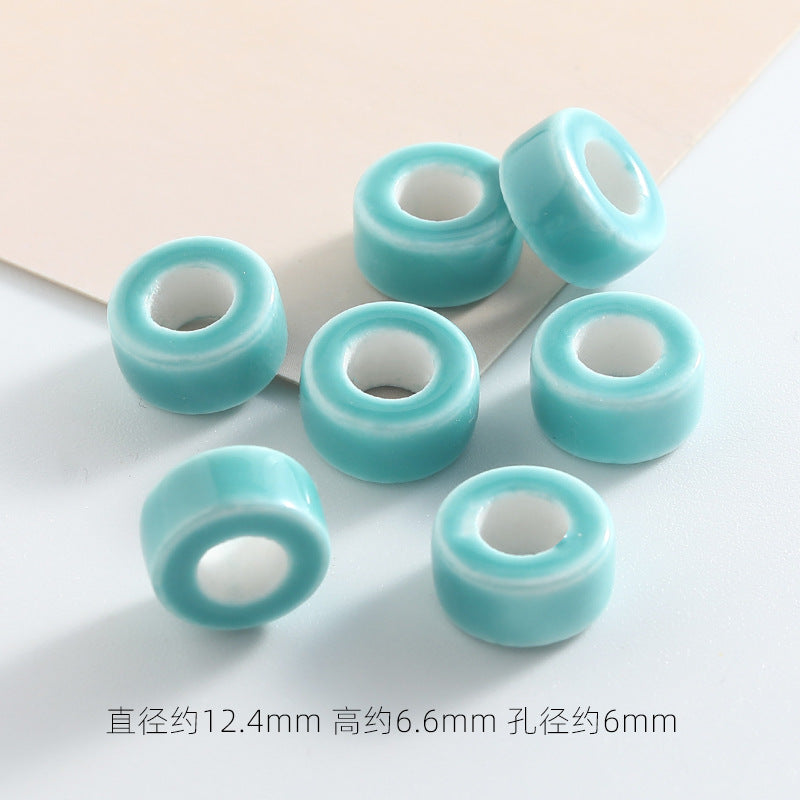 Ceramic Round Spacer Beads 12mm Candy Color Large Hole 50pcs 14