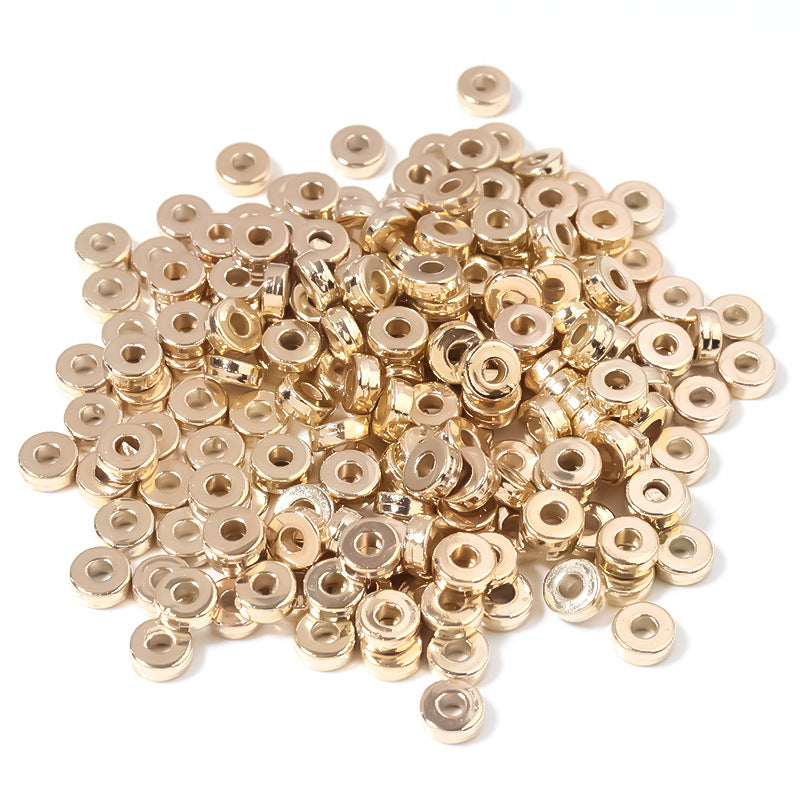 Plated Flat Round Acrylic Beads 6mm Gold and Silver 100pcs 6