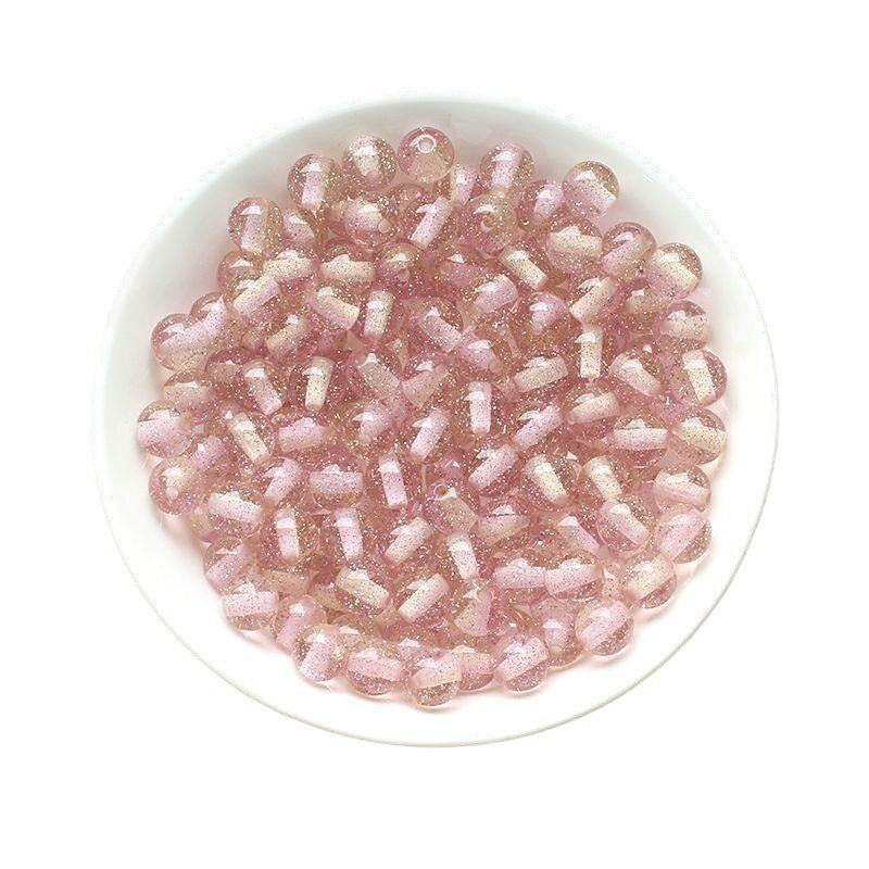 Transparent Glitter Powder Striped Resin Beads 8-10mm Mixed Colors 50pcs 5