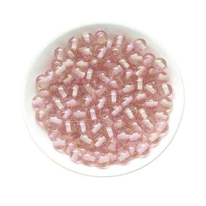 Transparent Glitter Powder Striped Resin Beads 8-10mm Mixed Colors 50pcs 5