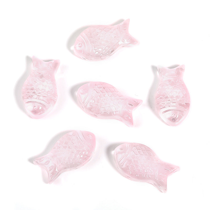 Small Fish Glass Beads 15mm Gradient Color Textured Finish 100pcs 15