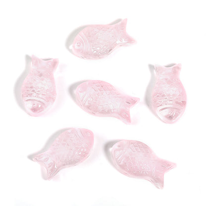Small Fish Glass Beads 15mm Gradient Color Textured Finish 100pcs 15