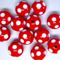 Polka Dot Resin Bubblegum Beads 20mm Bright Red Concave 10pcs