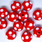 Polka Dot Resin Bubblegum Beads 20mm Bright Red Concave 10pcs