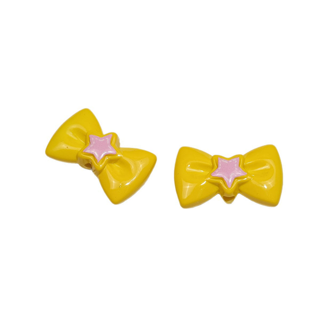 Painted Star Bow Acrylic Beads 28mm Glossy Mixed Colors 30pcs 4