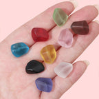 Frosted Irregular Cut Flat Stone Glass Beads 12x15mm Multicolor 10pcs 4