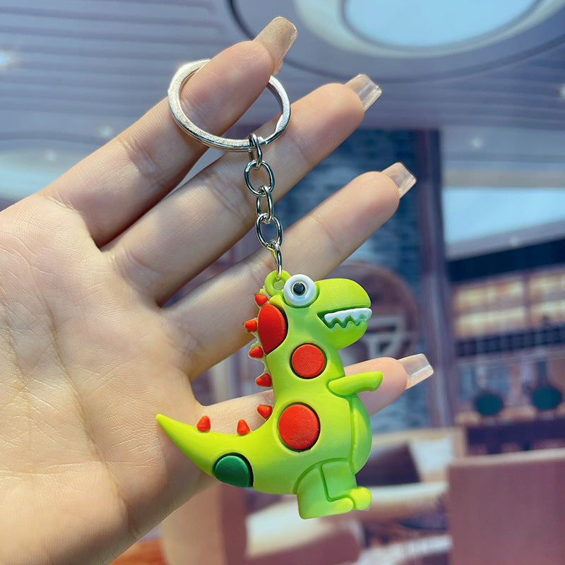 Cute Cartoon Dinosaur Keychain PVC Polka Dot Small Charm 8