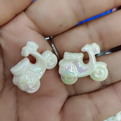 Glow In The Dark Motorcycle Acrylic Beads 20-25mm Iridescent Pastel 100pcs 2