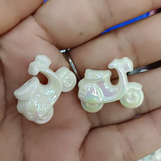 Glow In The Dark Motorcycle Acrylic Beads 20-25mm Iridescent Pastel 100pcs 2
