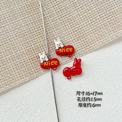 Baking Painted Window Kitten and Nice Rabbit Metal Beads 15/17mm 10pcs 19