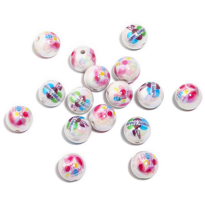 Plating Easter Series Printed Acrylic Beads 16mm Glossy Pastel 50pcs 5