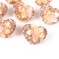 Rhinestone Heart Clay Beads 23mm Peach Blossoming Rose 10pcs 10