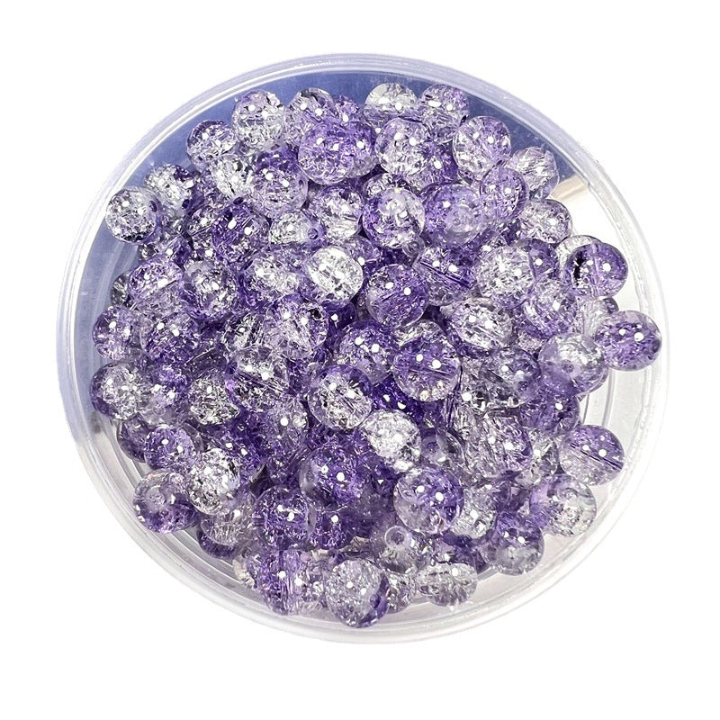 Crackle Flower Glass Beads 8mm Soft Purple Blue Gradient 3 Strands 5