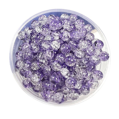 Crackle Flower Glass Beads 8mm Soft Purple Blue Gradient 3 Strands 5