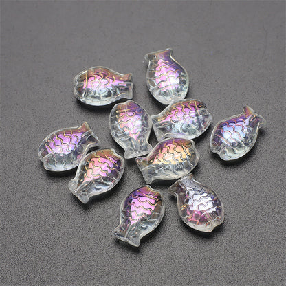 Electroplated Small Fish Glass Beads 10x14mm Translucent 30pcs 6