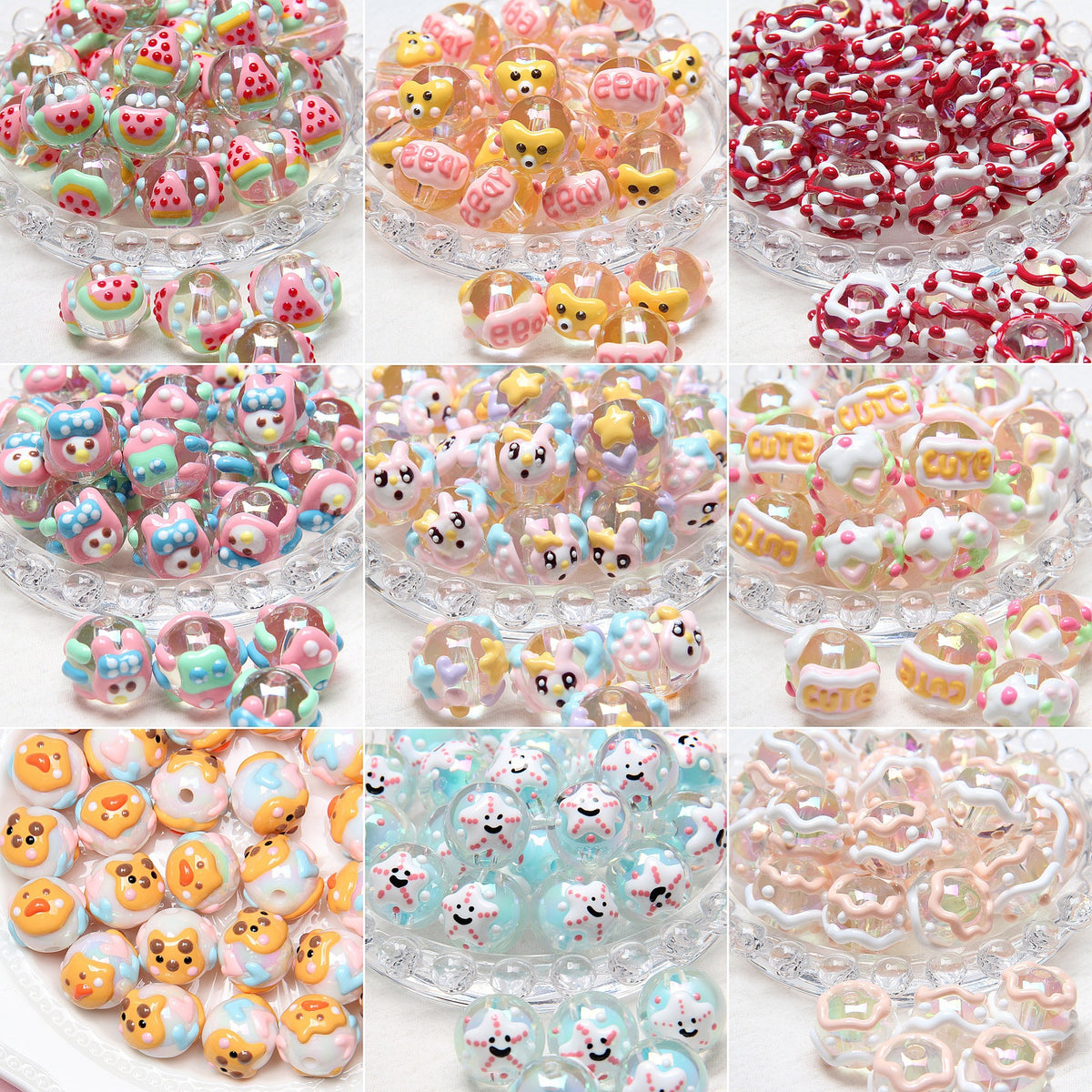 Hand Painted Duckling Cartoon Acrylic Beads 18mm 1pc