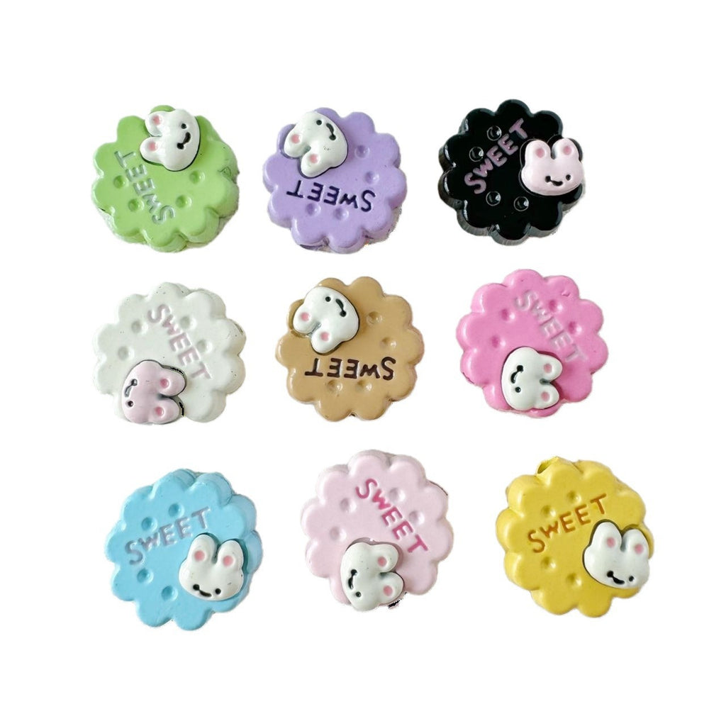 Disc Metal Beads 13mm Baking Painted Rabbit and Flower Alloy 10pcs 5