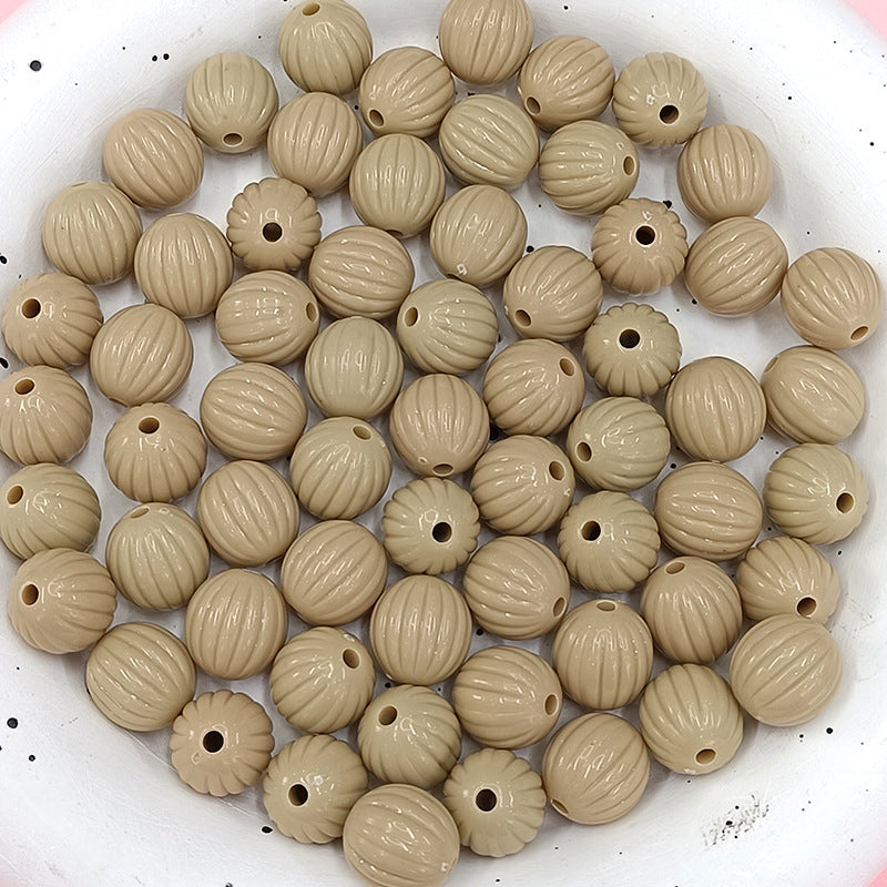 Painted Round Acrylic Beads 12mm Creamy Pumpkin Matte 100pcs 7