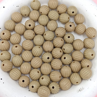 Painted Round Acrylic Beads 12mm Creamy Pumpkin Matte 100pcs 7