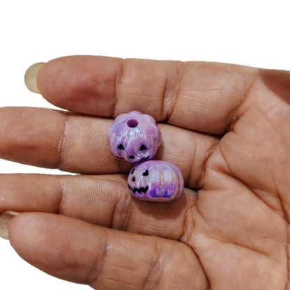 Plating Pumpkin Acrylic Beads 13x16mm Glossy Halloween Face 100pcs 5