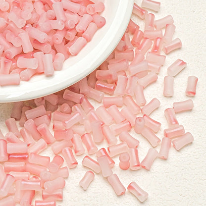 Bamboo Frosted Glass Beads 6x12mm Pastel Matte Finish 50pcs 3