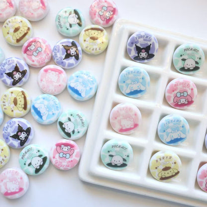 Disc Acrylic Beads 18mm Sanri Figures Pastel Mixed 20pcs 2
