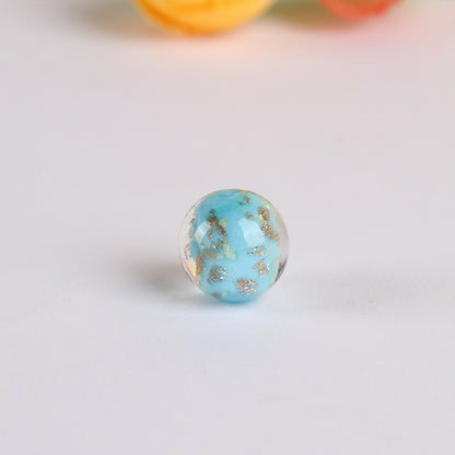 Lampwork Glass Beads Round 8 10 12mm Luminous Porcelain Gold Foil 5pcs 13
