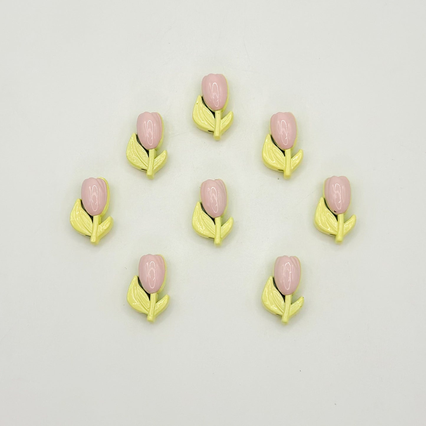 Tulip Metal Beads 14mm Two-Color Baking Painted Alloy 10pcs 11