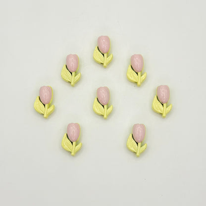 Tulip Metal Beads 14mm Two-Color Baking Painted Alloy 10pcs 11